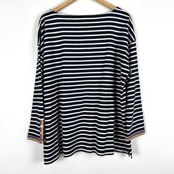 Talbots Striped Cotton Knit Top sz 2X Nautical Long Sleeve Rainbow Trim Preppy - Picture 5 of 8